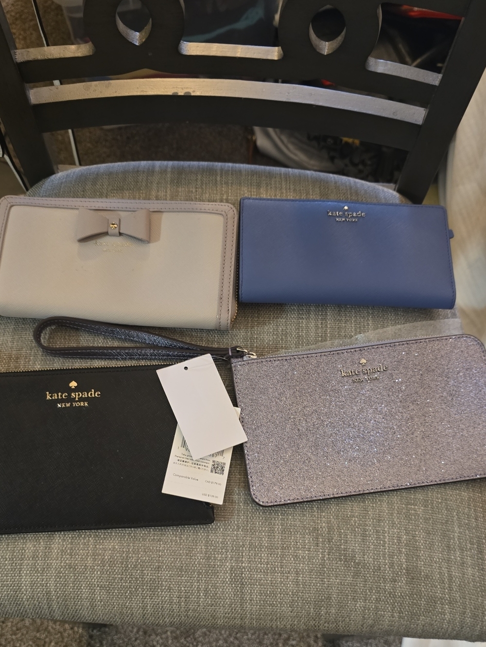 Kate Spade Wallet & Wristlet Set - Blue, Light Gray, Black, Glitter Lavender